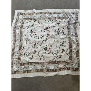 Polo by Ralph Lauren Floral Silk Scarf - White, Pink, Green, Tan